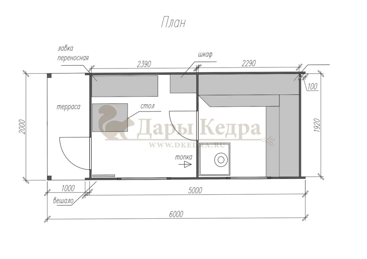 Каркасно-щитовая баня из кедра «Сканди» с верандой