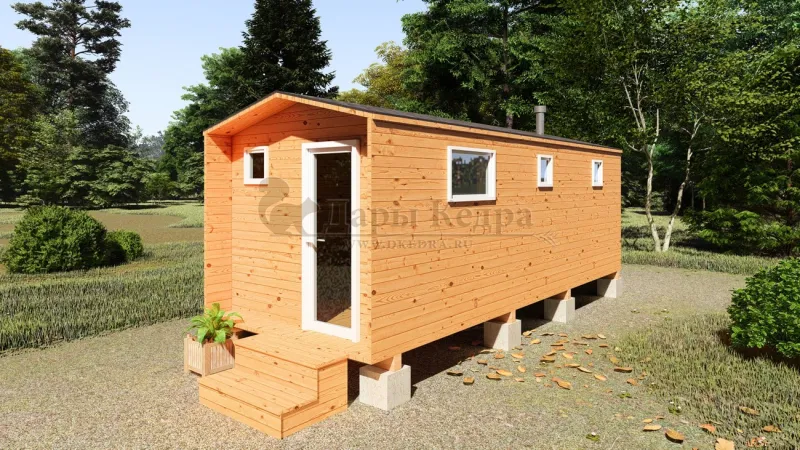 Каркасная баня «Барн» из кедра 6х2,2 метра