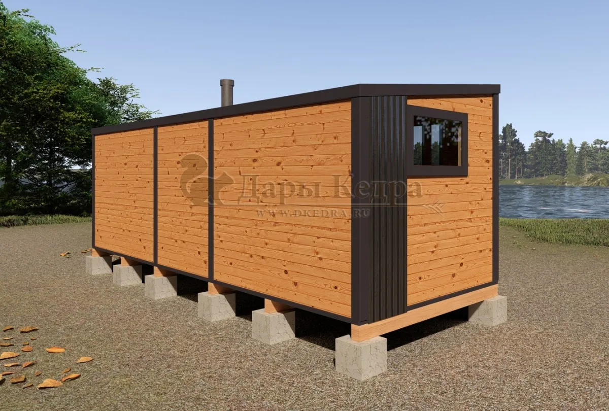 Каркасная баня «Лофт» из кедра 6х2,2 метра (вариант 2)