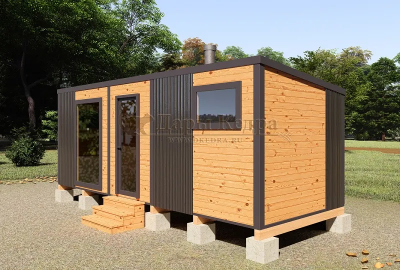 Каркасная баня «Лофт» из кедра 6х2,2 метра (вариант 2)